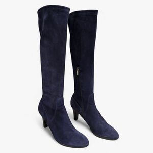 AQUATALIA Navy Blue Stretch Suede Tall Heeled Boots 10.5M